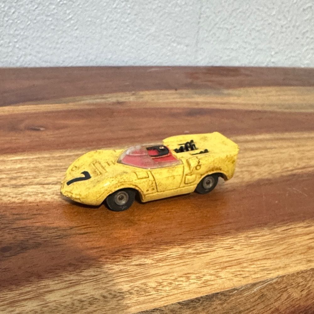 Vintage 1960s Aurora Cigar Box Chaparral 6114 Diecast Toy Car Yellow #7 Rare USA